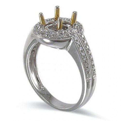 14K Yellow & White Gold Diamond Ring Mounting