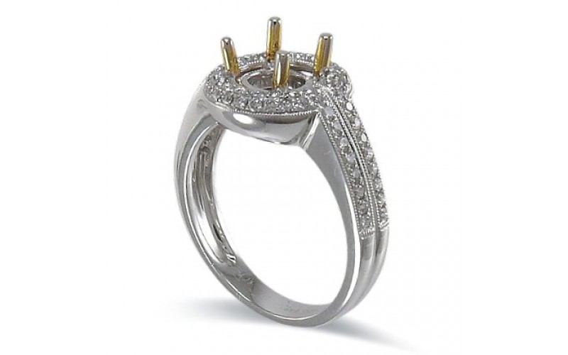 14K Yellow & White Gold Diamond Ring Mounting