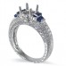 14K White Gold Sapphire With Diamond Ring Mounting