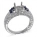 14K White Gold Sapphire With Diamond Ring Mounting