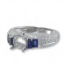 14K White Gold Sapphire With Diamond Ring Mounting