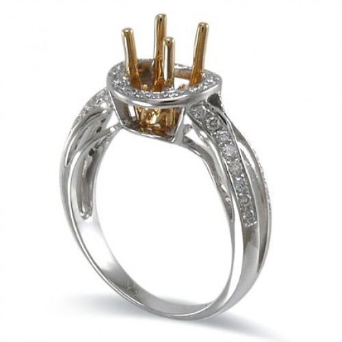 14K Yellow & White Gold Diamond Ring Mounting