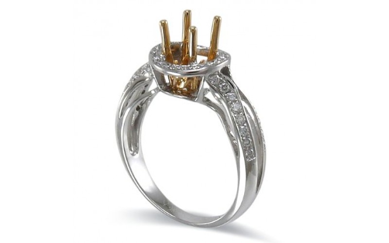 14K Yellow & White Gold Diamond Ring Mounting