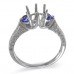 14K White Gold Sapphire With Diamond Ring Mounting