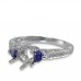 14K White Gold Sapphire With Diamond Ring Mounting