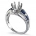 14K White Gold Sapphire With Diamond Ring Mounting