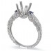 14K White Gold Sapphire With Diamond Ring Mounting