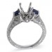 14K White Gold Sapphire With Diamond Ring Mounting