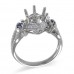 14K White Gold Sapphire With Diamond Ring Mounting