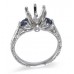 14K White Gold Sapphire With Diamond Ring Mounting