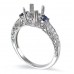 14K White Gold Sapphire With Diamond Ring Mounting