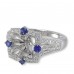 14K White Gold Sapphire With Diamond Ring Mounting