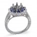 14K White Gold Sapphire With Diamond Ring Mounting