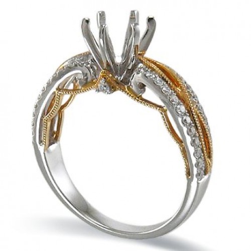 14K Yellow & White Gold Diamond Ring Mounting