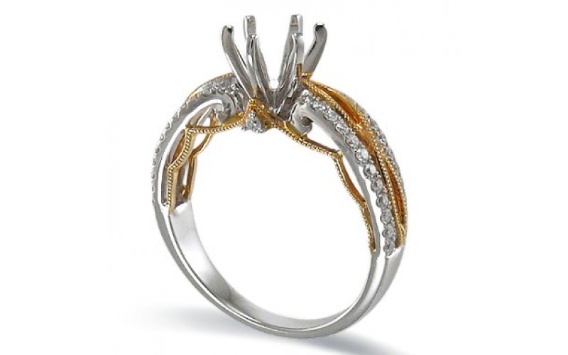 14K Yellow & White Gold Diamond Ring Mounting