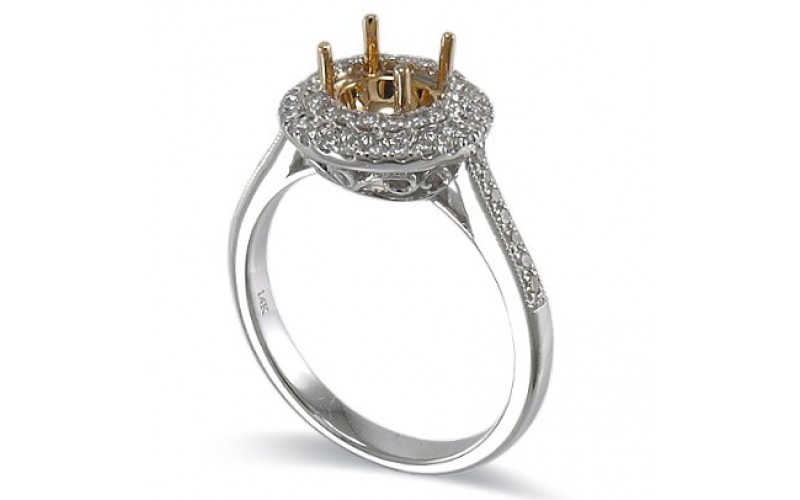 14K Yellow & White Gold Diamond Ring Mounting