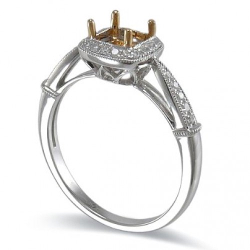 14K Yellow & White Gold Diamond Ring Mounting