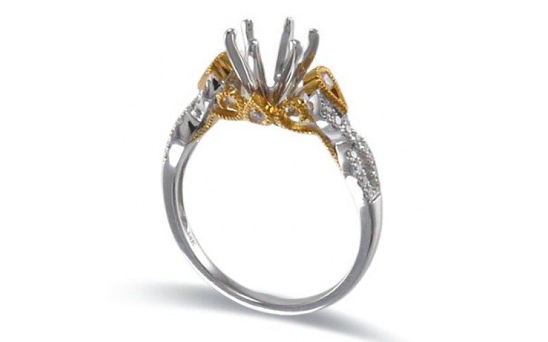 14K Yellow & White Gold Diamond Ring Mounting