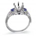 14K White Gold Sapphire With Diamond Ring Mounting