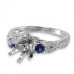 14K White Gold Sapphire With Diamond Ring Mounting