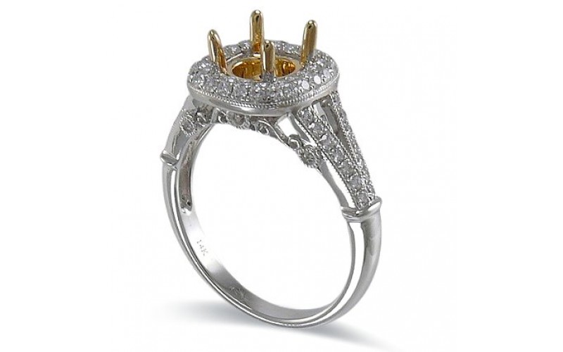 14K Yellow & White Gold Diamond Ring Mounting