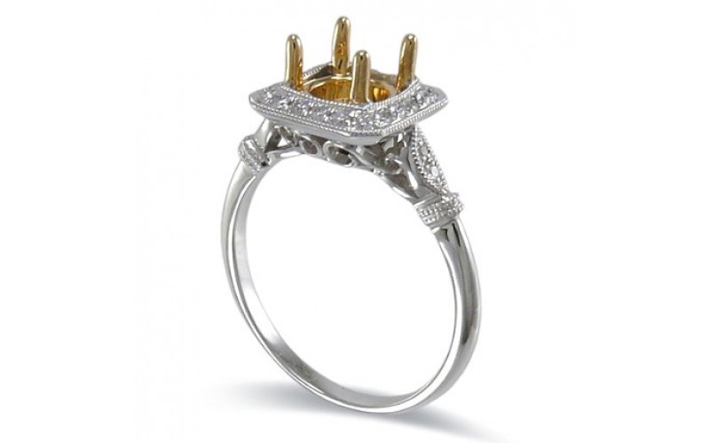 14K Yellow & White Gold Diamond Ring Mounting