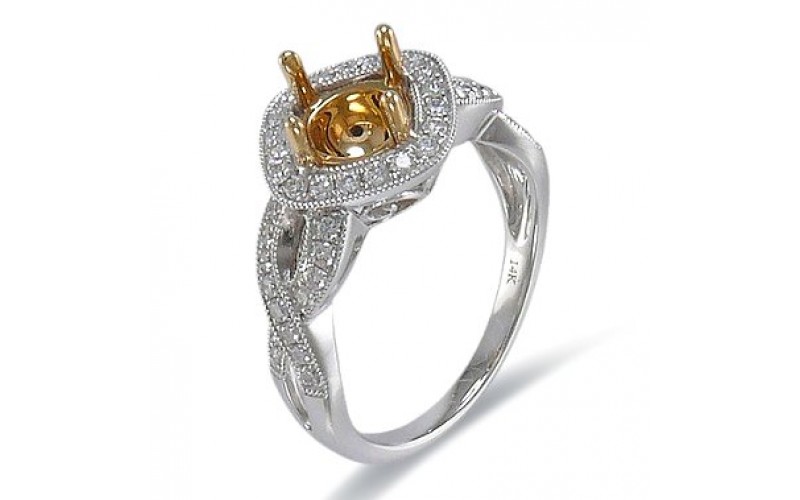 14K Yellow & White Gold Diamond Ring Mounting