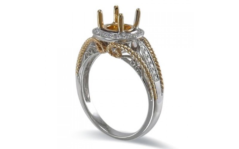 14K Yellow & White Gold Diamond Ring Mounting