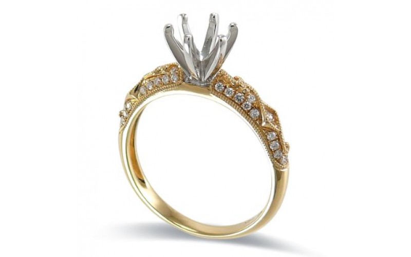 14K Yellow & White Gold Diamond Ring Mounting