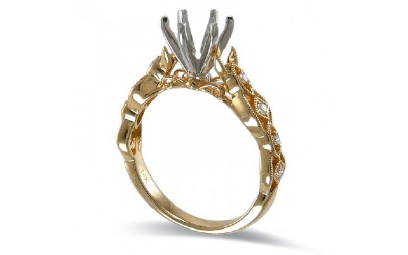 14K Yellow & White Gold Diamond Ring Mounting