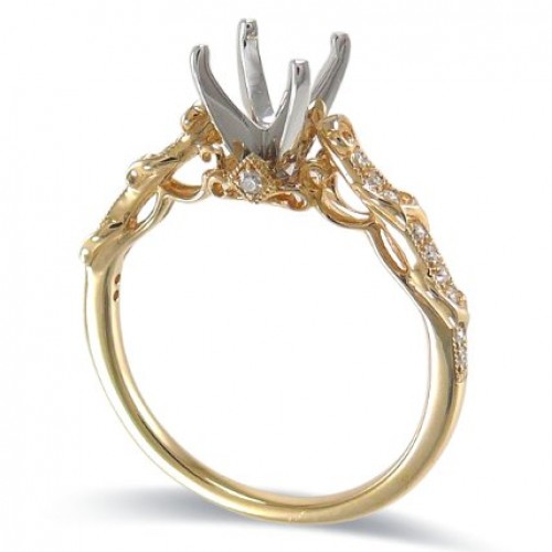 14K Yellow & White Gold Diamond Ring Mounting