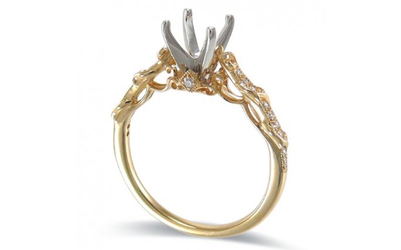 14K Yellow & White Gold Diamond Ring Mounting