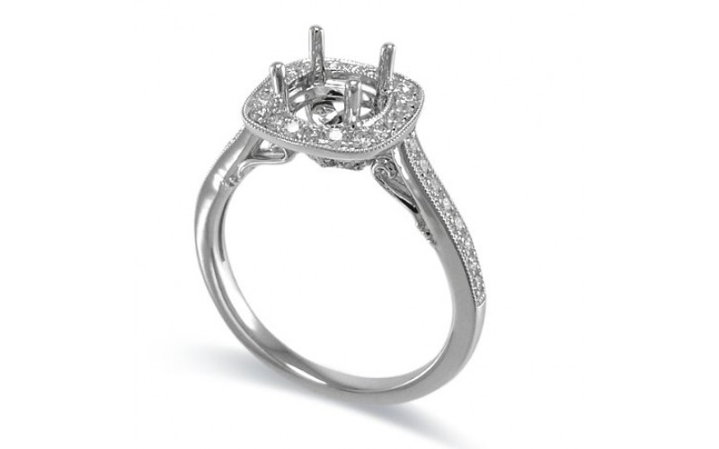 14K White Gold Diamond Ring Mounting