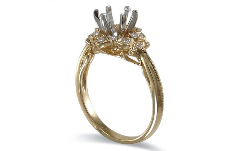 14K Yellow & White Gold Diamond Ring Mounting