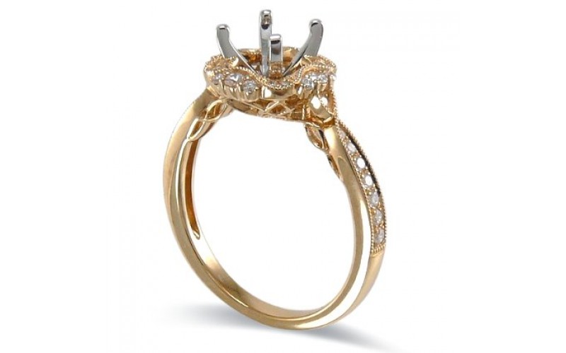 14K Yellow & White Gold Diamond Ring Mounting