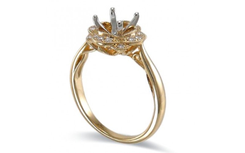 14K Yellow & White Gold Diamond Ring Mounting