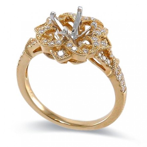 14K Yellow & White Gold Diamond Ring Mounting