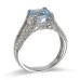 18K White Gold Aquamarine With Diamond Ring