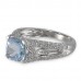 18K White Gold Aquamarine With Diamond Ring