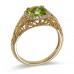 14K Yellow Gold Peridot With Diamond Ring