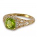 14K Yellow Gold Peridot With Diamond Ring