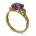 14K Yellow Gold Amethyst With Diamond Ring