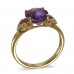 14K Yellow Gold Amethyst With Diamond Ring