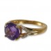 14K Yellow Gold Amethyst With Diamond Ring