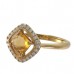 14K Yellow Gold Citrine With Diamond Ring