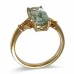 14K Yellow Gold Green Amethyst With Diamond Ring