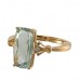 14K Yellow Gold Green Amethyst With Diamond Ring