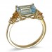 14K Yellow Gold Multi Gems With Diamond Ring