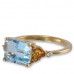 14K Yellow Gold Multi Gems With Diamond Ring