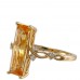 14K Yellow Gold Citrine With Diamond Ring